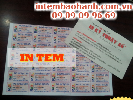 In tem bảo hành giá rẻ, in tem bảo hành 1 màu, full màu, bế trực tiếp trên máy bế Mimaki